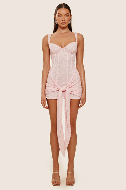 Pink Lace Mini Dress