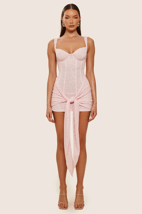 Pink Lace Mini Dress