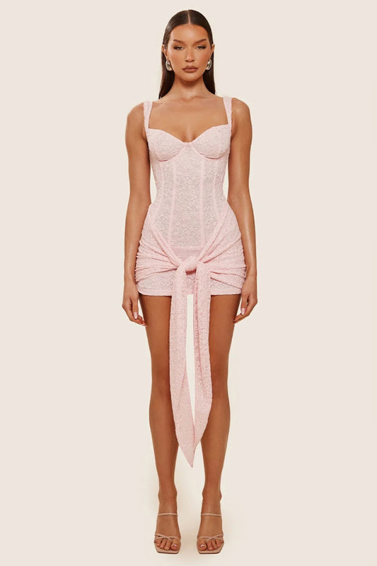 Pink Lace Mini Dress
